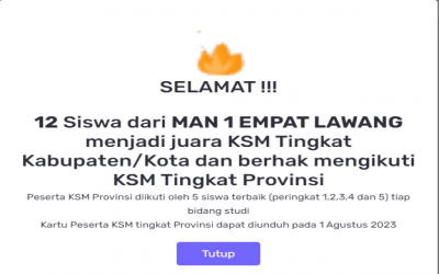 12 Siswa dan Siswi MAN 1 Empat Lawang Berhasil Menjuarai KSM Tingkat Kabupaten Empat Lawang