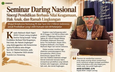 Kepala MAN 1 Empat Lawang Ikuti Seminar Nasional Penguatan Pendidikan Berbasis Nilai Keagamaan, Hak Anak, dan Ramah Lingkungan